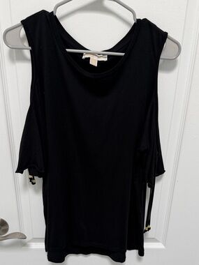Michael Kors Black Cold-Shoulder Top, Size XL